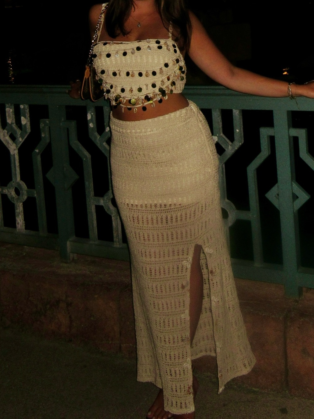 Cream Crochet Maxi Skirt